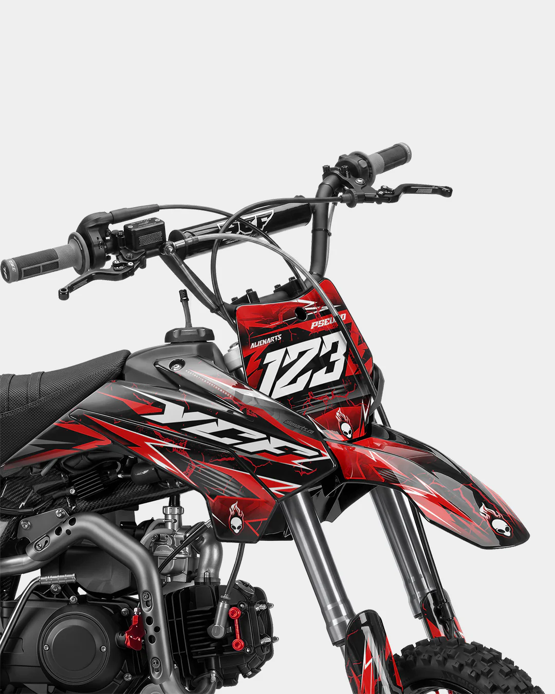 GRUDGE - Kit Déco Dirt Bike Semi-Personnalisable - Rouge - Image 2