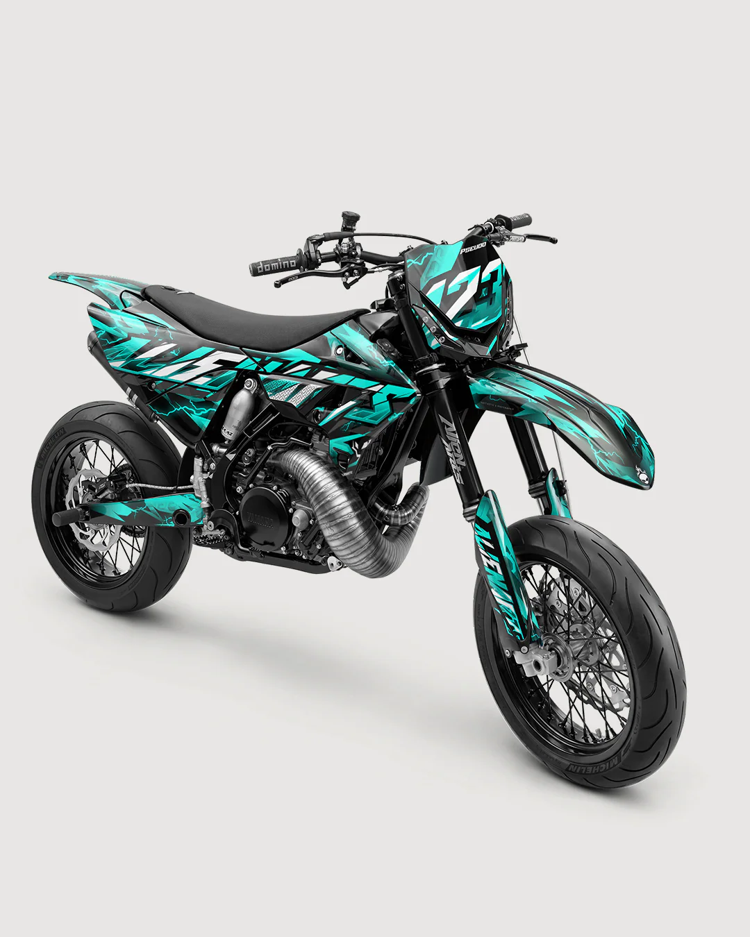 KINETIC - Kit Déco Supermotard Semi-Personnalisable - Turquoise