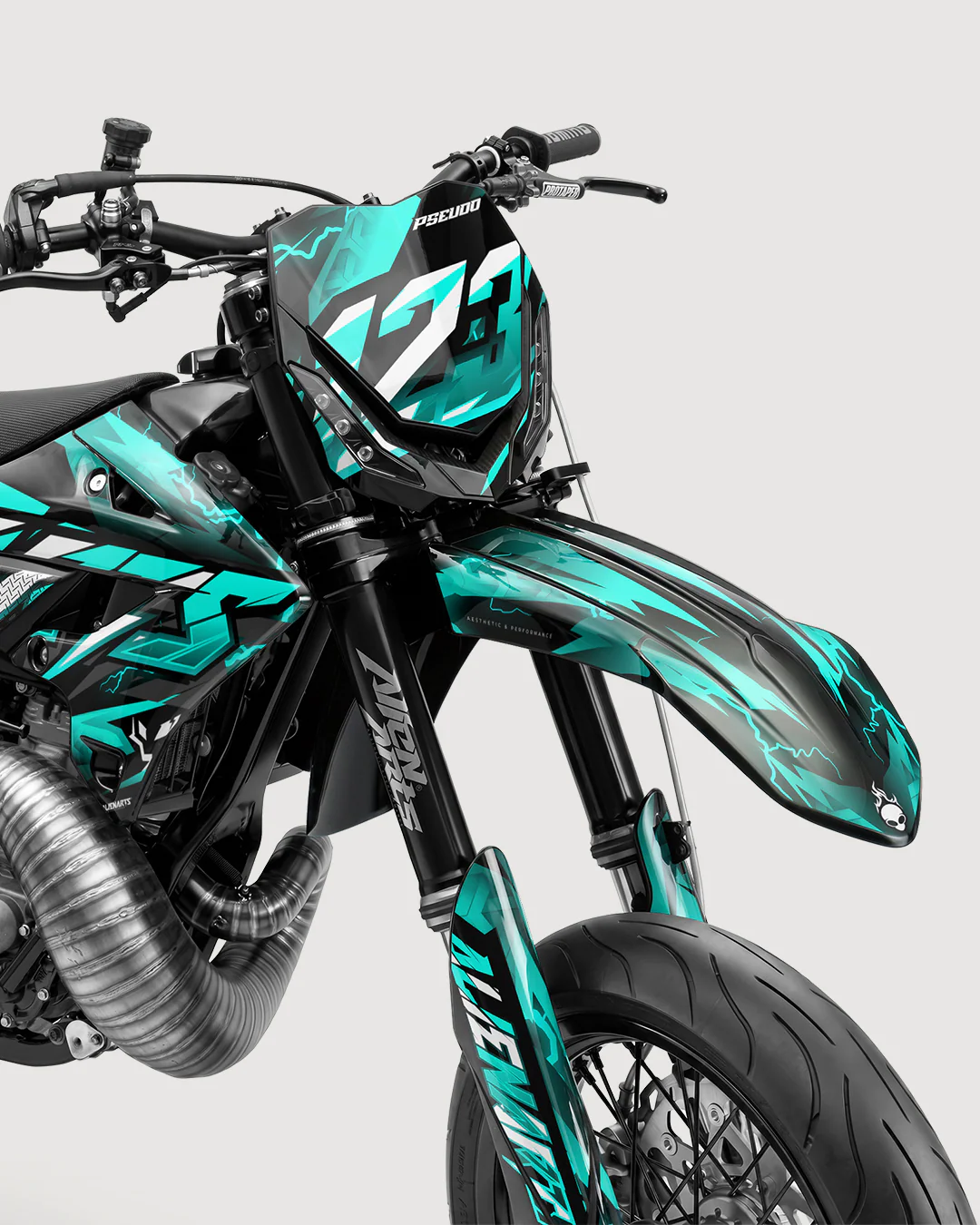 KINETIC - Kit Déco Supermotard Semi-Personnalisable - Turquoise - Image 2